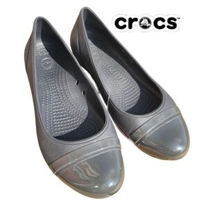 CROCS Women's Graphite Cap Toe Flats Discontinued Style NWT
